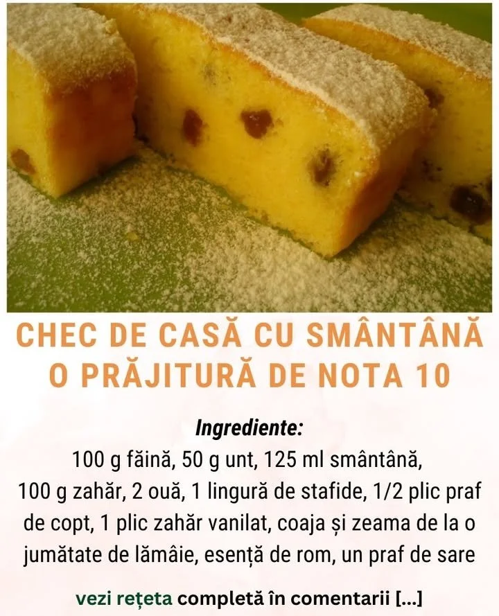 Chec de casă cu smântână Prajitura chec de casă cu smântână, delicioasă și aspectuoasă