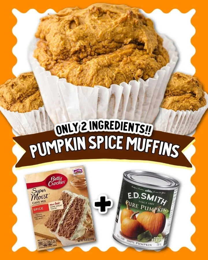 2-Ingredient Pumpkin Spice Muffins Delicious 2-ingredient pumpkin spice muffins baked to perfection