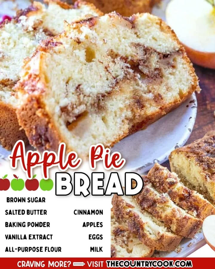 Apple Pie Bread Slice of homemade Apple Pie Bread with cinnamon and apple slices