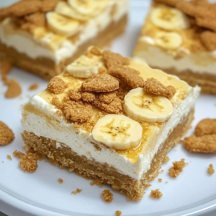 Delicious Banana Pudding Cheesecake Brownies layered with creamy cheesecake