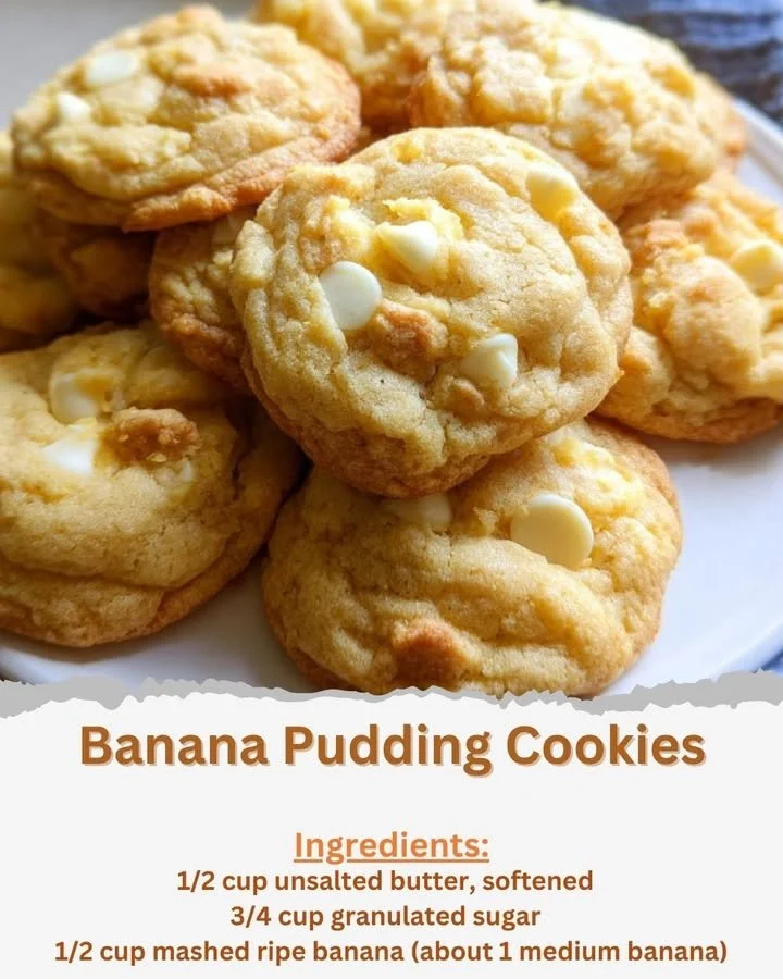 Delicious homemade Banana Pudding Cookies displayed on a plate