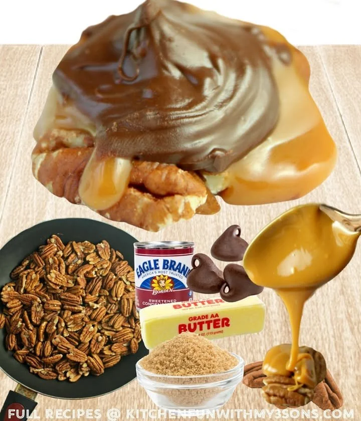 Chocolate Pecan Turtle Clusters Delicious Chocolate Pecan Turtle Clusters with chocolate, pecans, and caramel