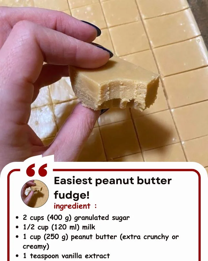 Deliciously smooth peanut butter fudge dessert cut into squares on a plate