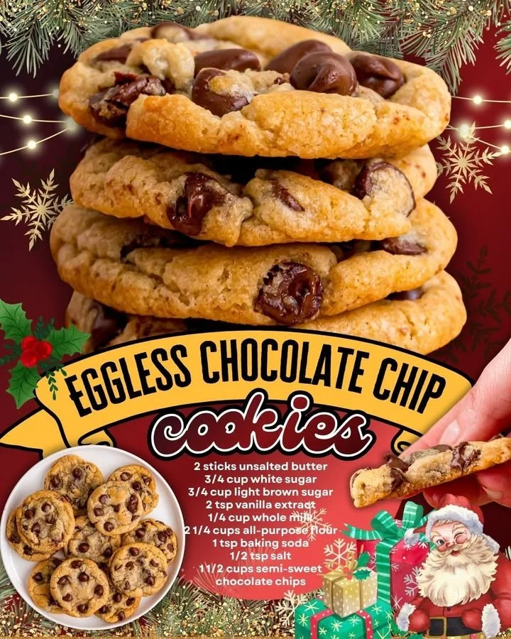 Eggless Chocolate Chip Cookies Eggless chocolate chip cookies on a cooling rack