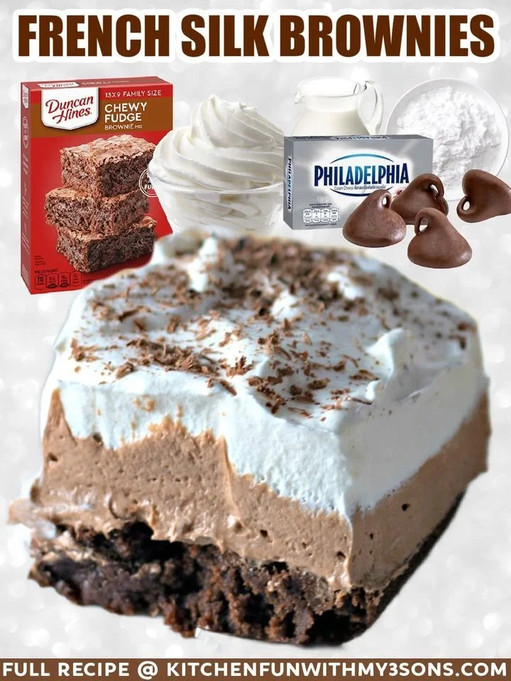 Delicious French Silk Brownies topped with chocolate ganache