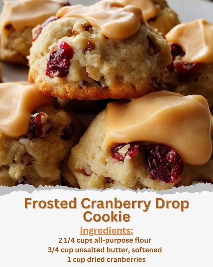 Frosted Cranberry Drop Cookie with a sweet glaze