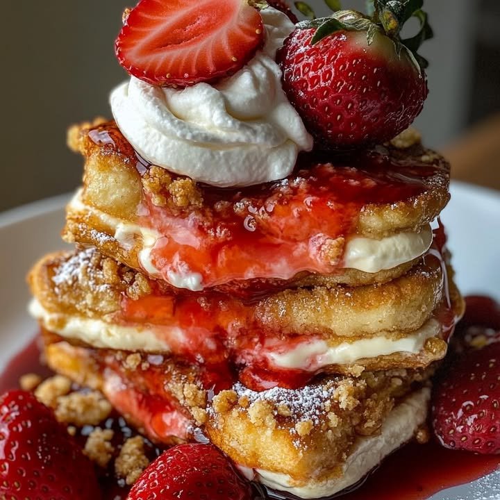 Cheesecake Stuffed Strawberry Shortcake French Toast