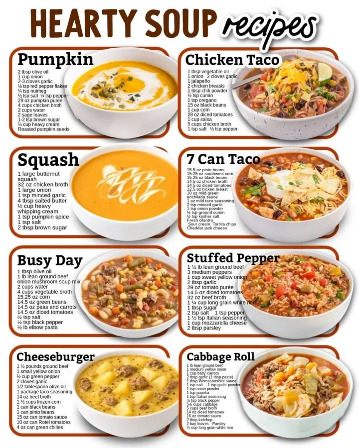 Hearty Soup Recipes A bowl of hearty soup with vegetables and herbs, perfect for comfort meals.