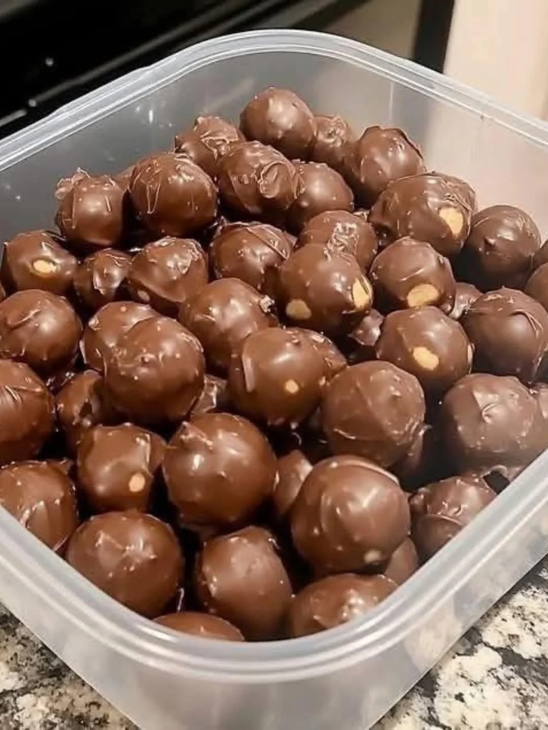 Delicious no-bake peanut butter balls ready to enjoy as a sweet treat.