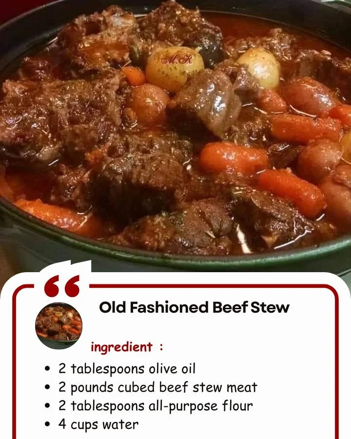 Old Fashioned Beef Stew Delicious bowl of old fashioned beef stew with fresh vegetables and herbs