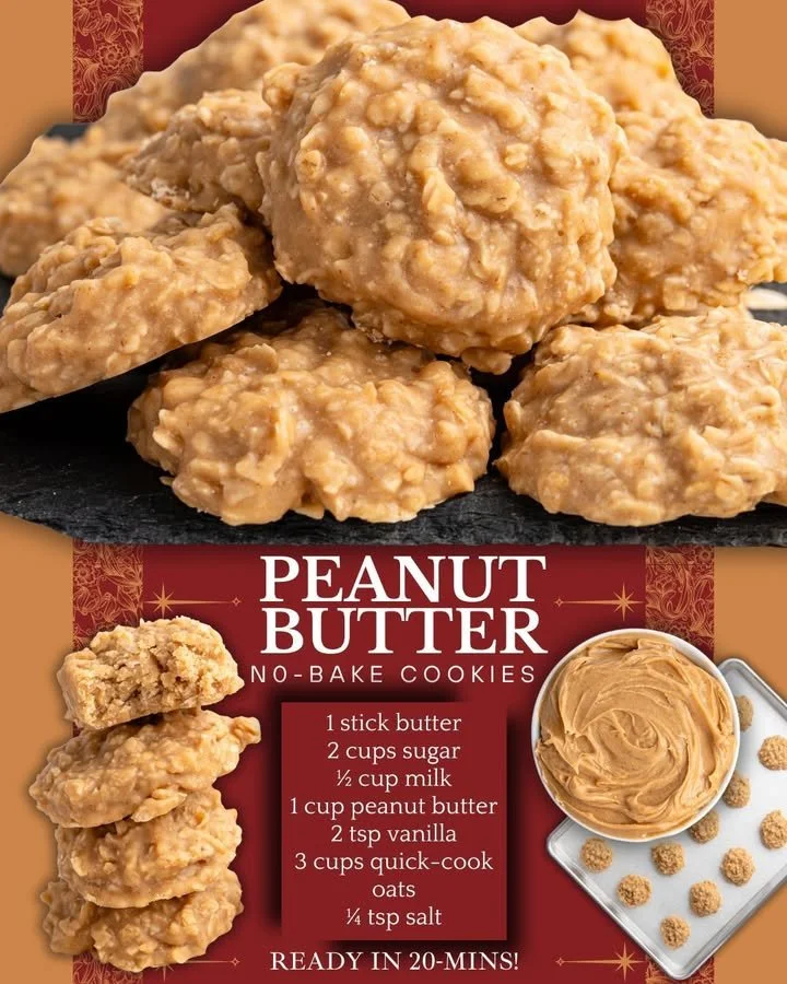 Peanut Butter No-Bake Cookies Delicious no-bake peanut butter cookies on a cooling rack
