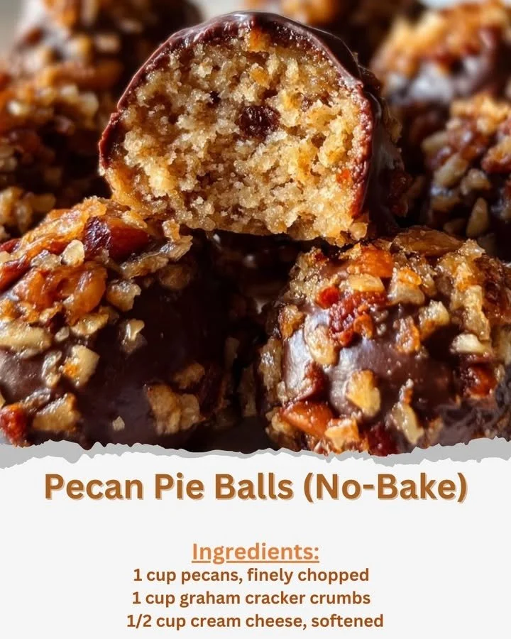 Pecan Pie Balls (No-Bake) No-bake pecan pie balls served on a plate, a tasty dessert treat