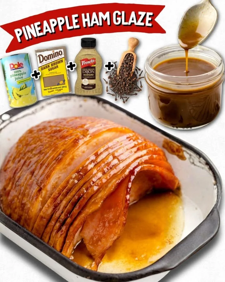 A delicious holiday ham glazed with a sweet pineapple glaze.