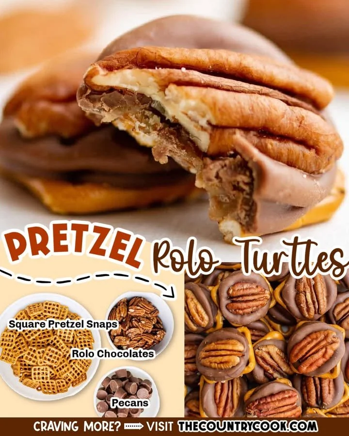 Pretzel Rolo Turtles Delicious homemade Pretzel Rolo Turtles with chocolate and pecans