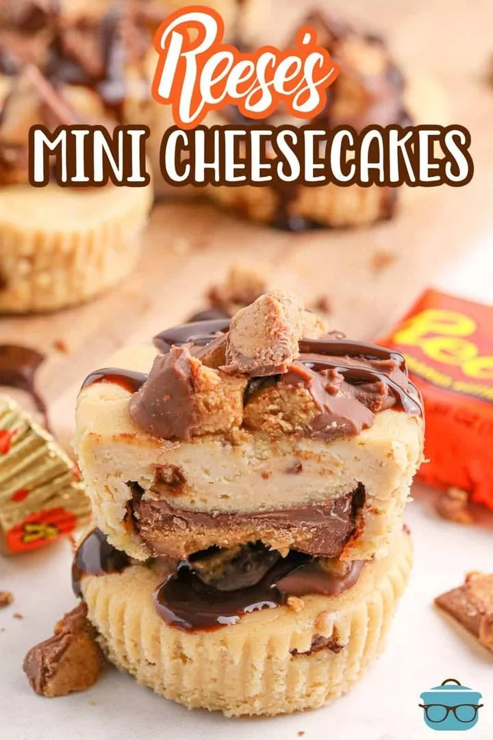 Reese's Mini Cheesecakes Delicious Reese's mini cheesecakes topped with chocolate and peanut butter
