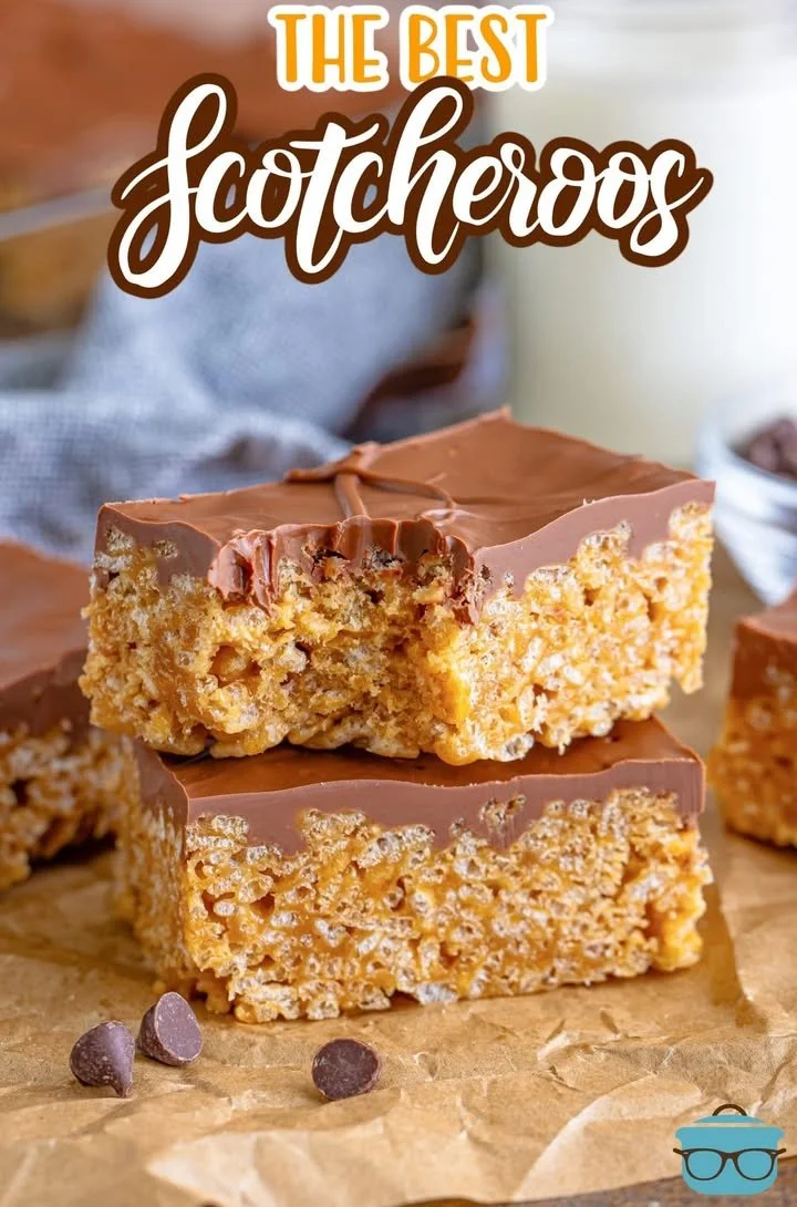 Scotcheroos Delicious homemade Scotcheroos with chocolate and butterscotch topping