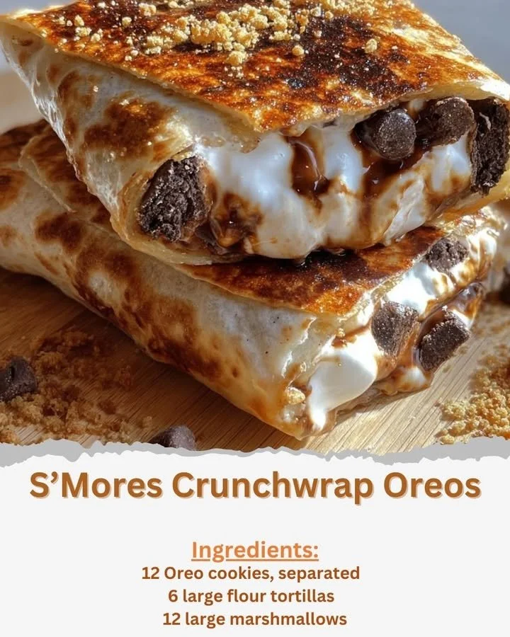 S’Mores Crunchwrap Oreos Delicious S’Mores Crunchwrap Oreos showcasing layers of chocolate and marshmallow.