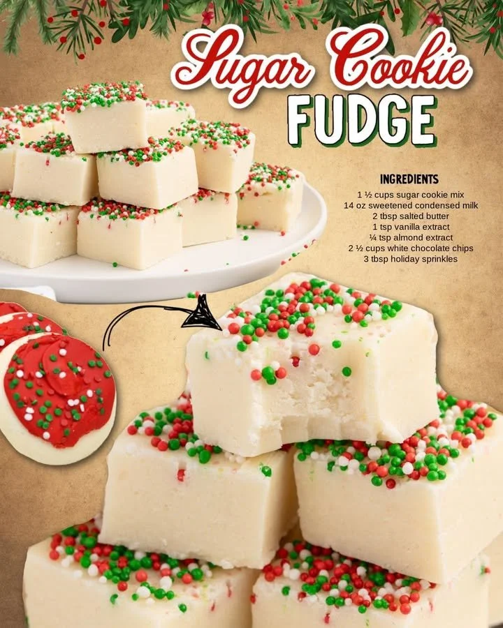 Delicious sugar cookie fudge pieces arranged on a plate
