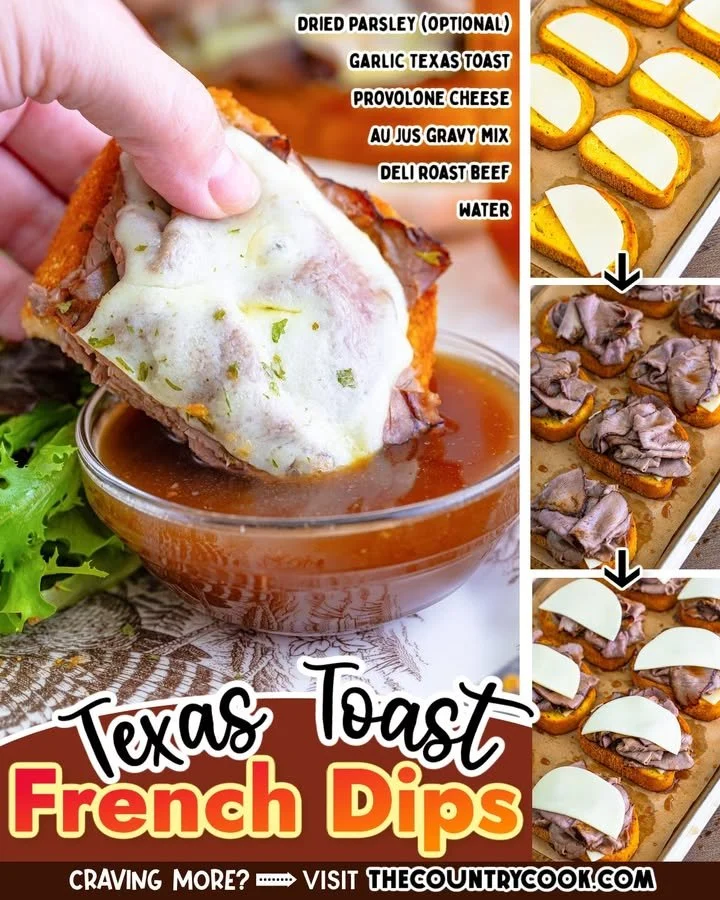 Texas Toast French Dips Delicious Texas Toast French Dips served with savory dipping sauce.