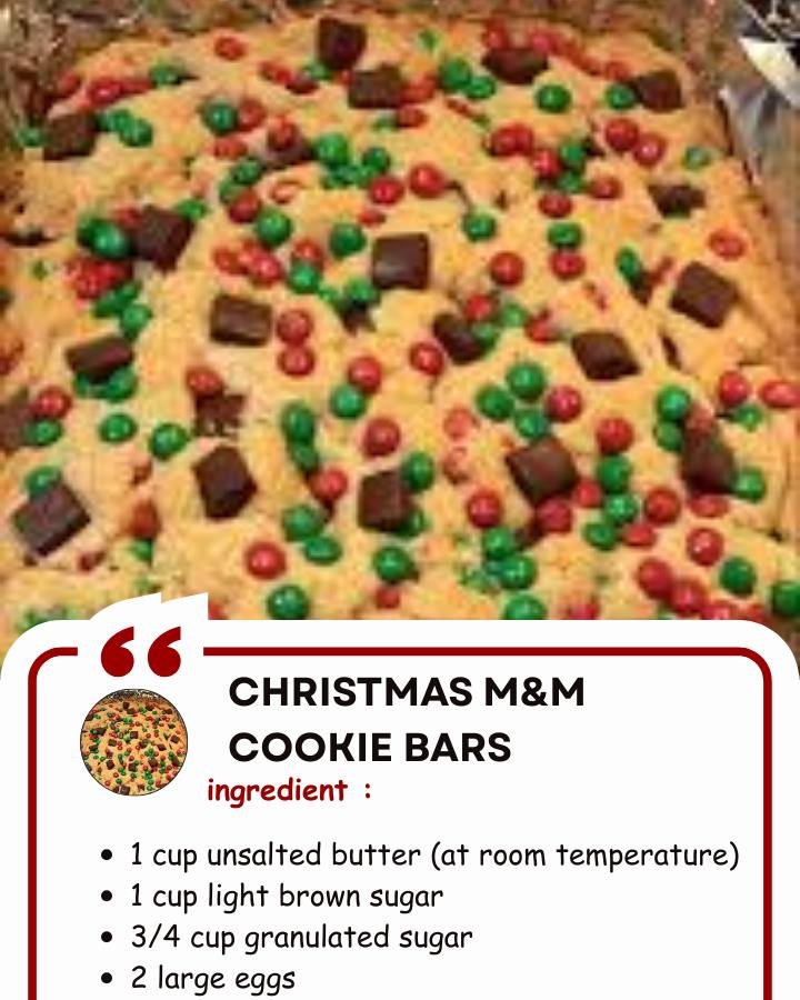 Christmas M&M Cookie Bars