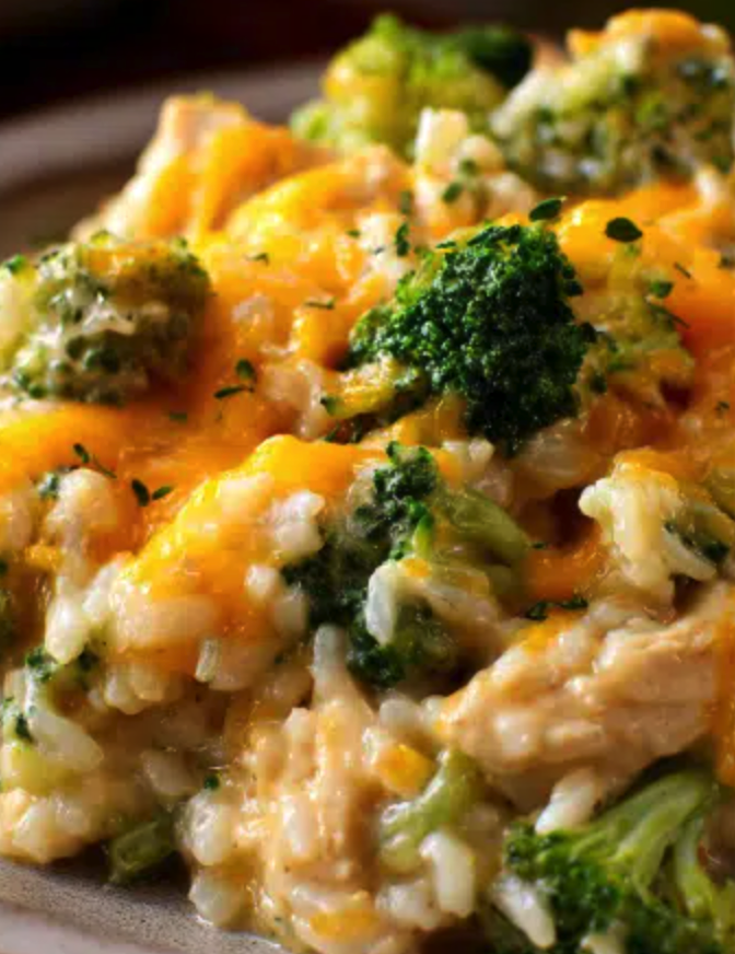 Creamy Chicken Broccoli Rice Bake