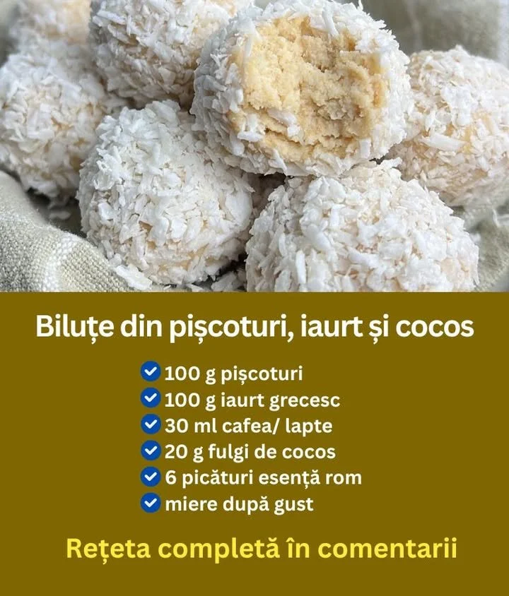 Bilute cu iaurt, cocos si piscoturi