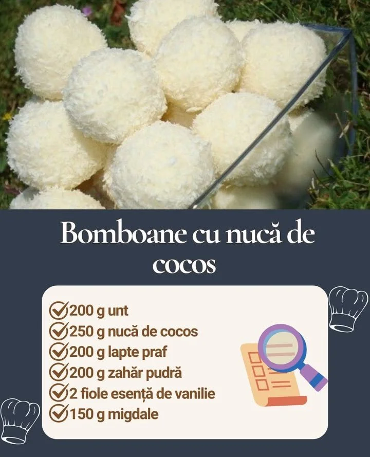 Bomboane cu cocos moi și delicioase, desert ideal pentru iubitorii de cocos