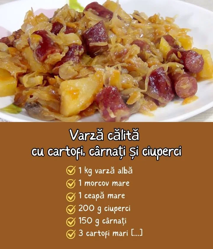 Braised cabbage with sausage, mushrooms, and potatoes