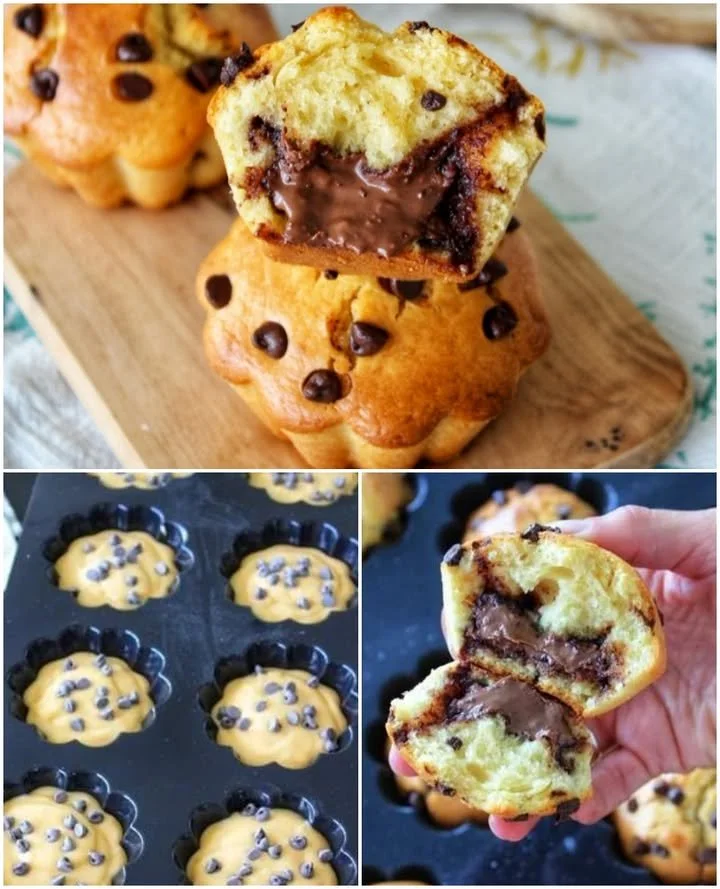 Brioche with creamy chocolate filling Brioche umplut cu crema de ciocolată delicioasă