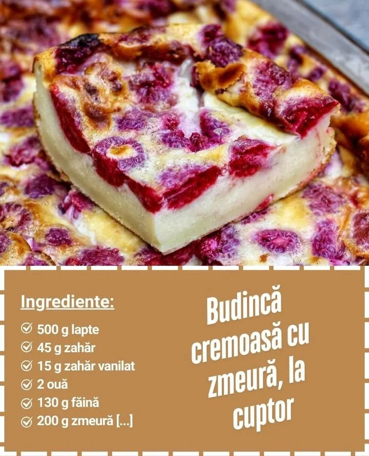 Budincă la cuptor cu zmeură