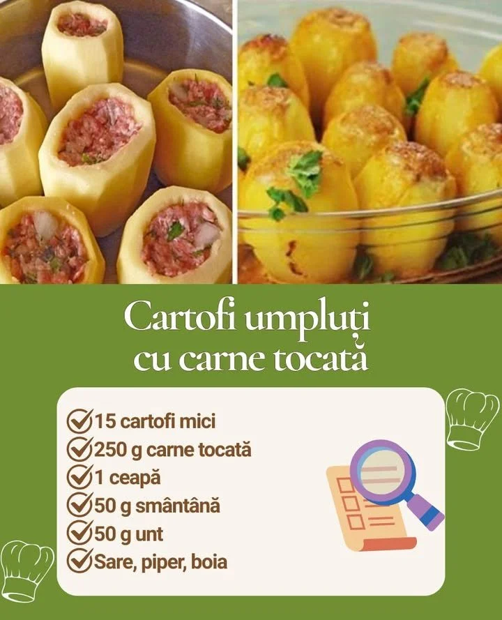 Cartofi savuroși, umpluți cu carne tocată Cartofi umpluți cu carne tocată, o rețetă gustoasă și sănătoasă