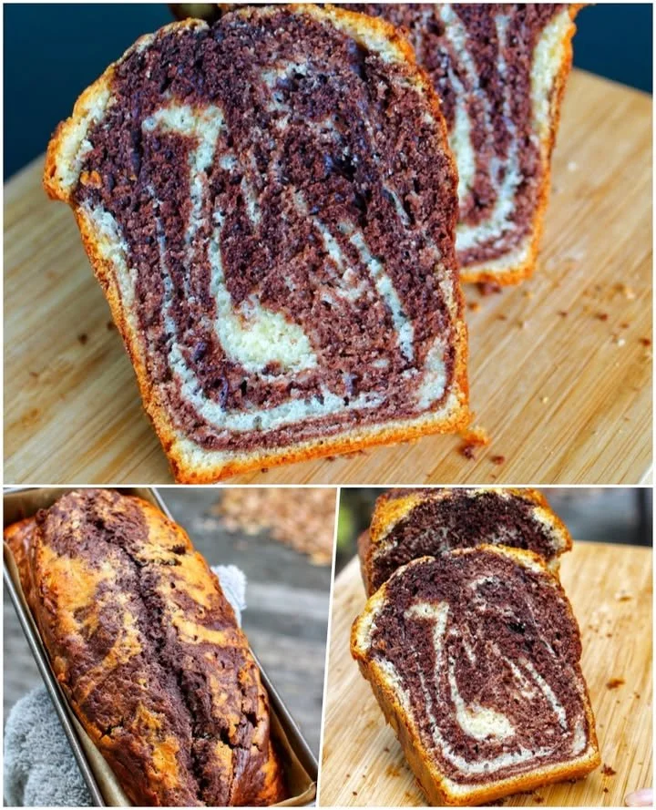 Chec marmorat fraged și parfumat, cu cacao și vanilie Chec marmorat cu cacao și vanilie, fraged și parfumat.