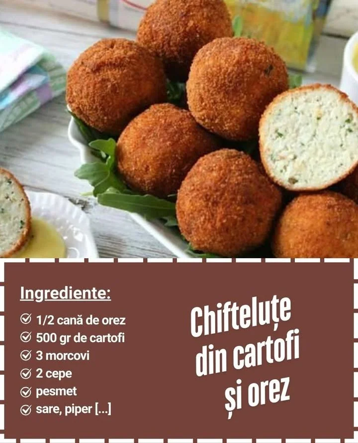 Chifteluțe cu orez și cartofi