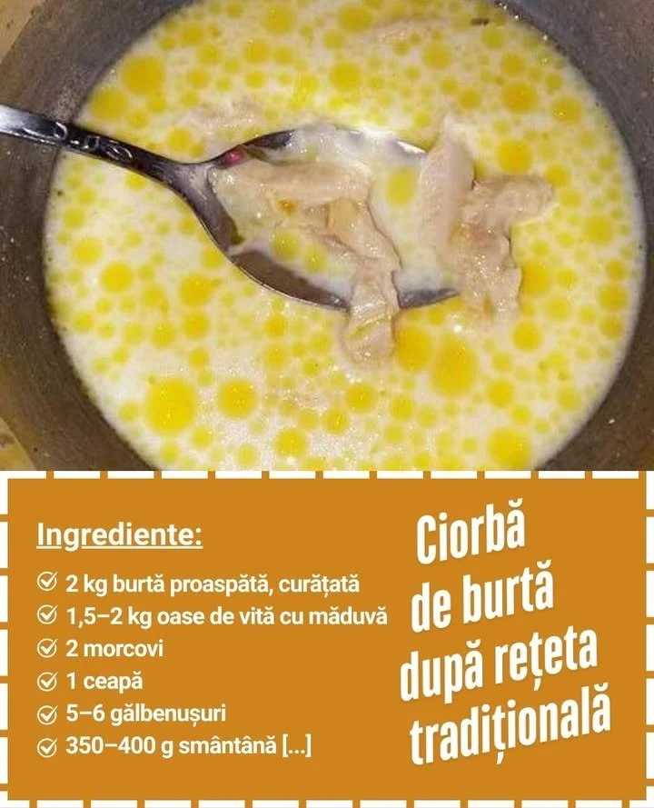 Ciorbă de burtă tradițională servită în bol