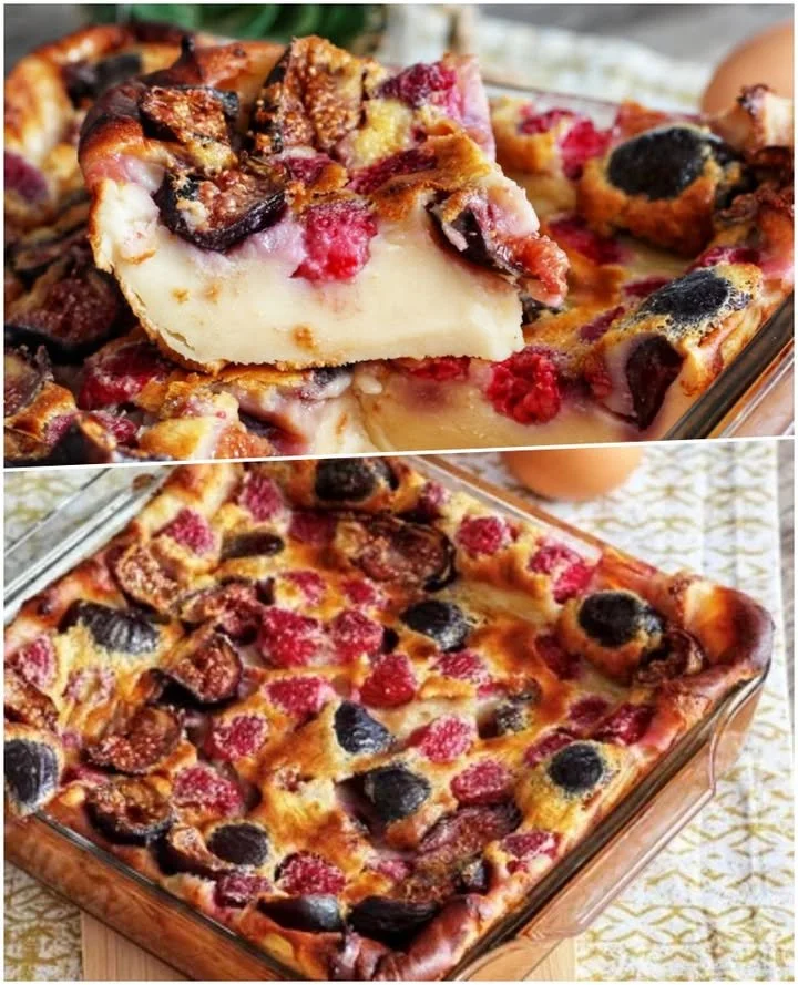 Clafoutis with fruit, aromatic and creamy
