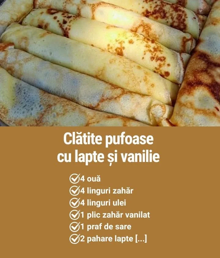 Clătite cu vanilie și lapte, pufoase și moi Clătite cu vanilie și lapte, pufoase și moi, servite cu fructe.