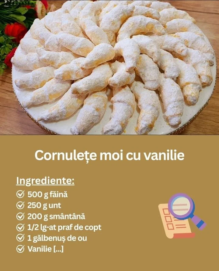 Cornulețe cu vanilie moi și delicioase