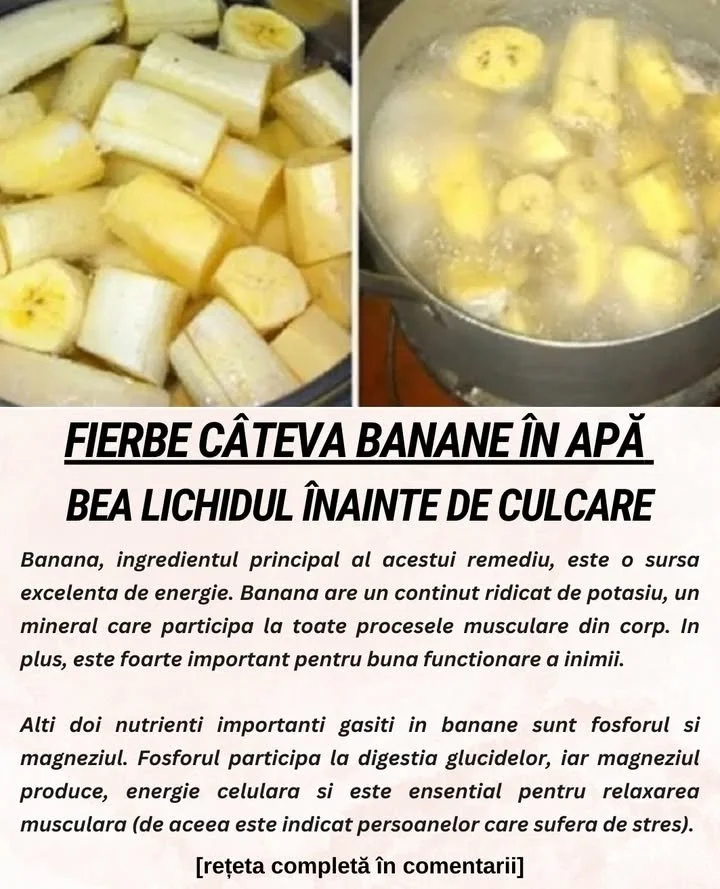 Fierbe câteva banane 🍌 în apă. Bea lichidul înainte de culcare și vezi ce se întâmplă cu somnul tău. Banane fierte în apă pentru un somn mai bun