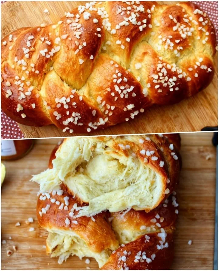 Pâine împletită cu unt, dulce și pufoasă