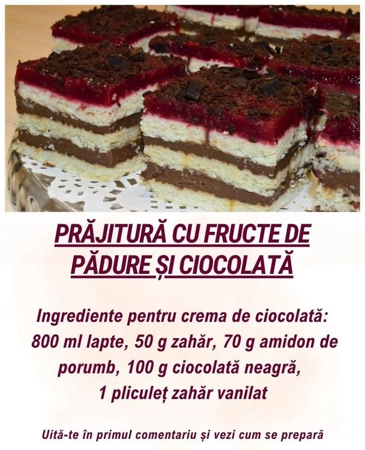 Prăjitură cu fructe de pădure și ciocolată Prăjitură cu fructe de pădure și ciocolată, decorată artistic