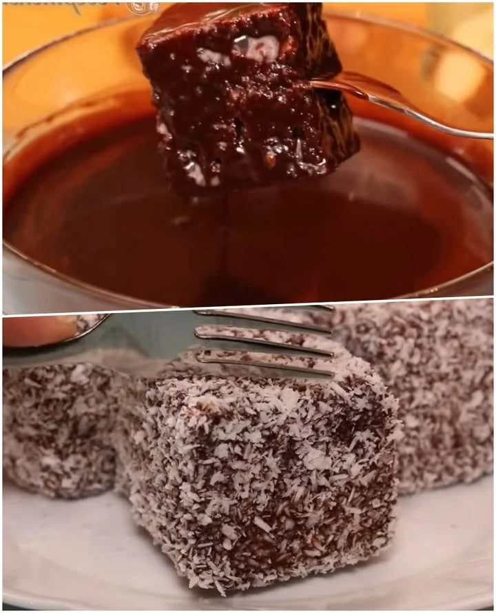 Prăjitură de casă cu cocos și cacao, moale și delicioasă, pe o farfurie.