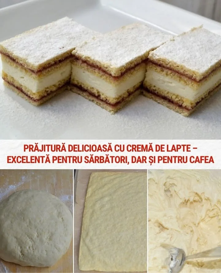 Prajitura exquisită cu cremă de lapte, un desert delicios și cremos