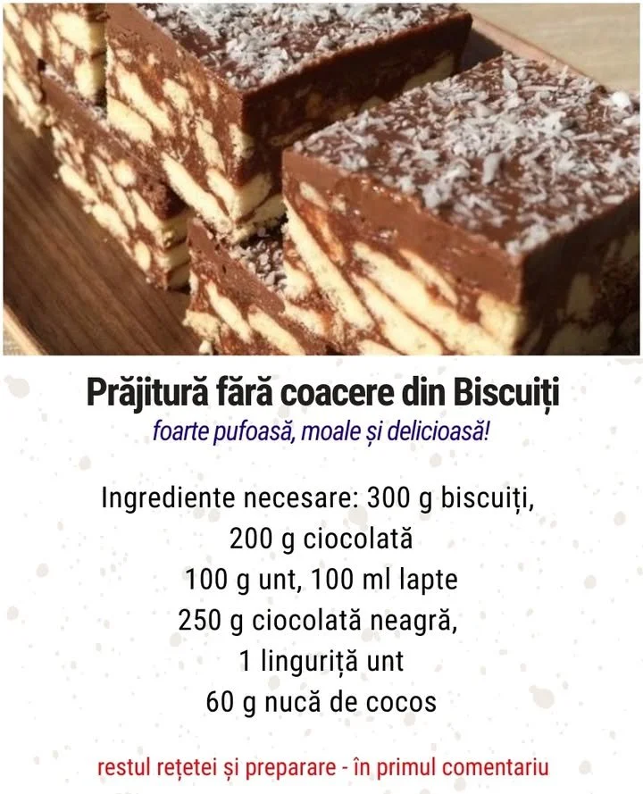 Prajitură fără coacere din Biscuiți și Ciocolată