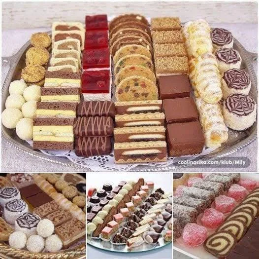 PRĂJITURI MICI DE SĂRBĂTOARE, NECOAPTE Prajituri mici delicioase de sărbătoare, necoapte, pe un platou elegant