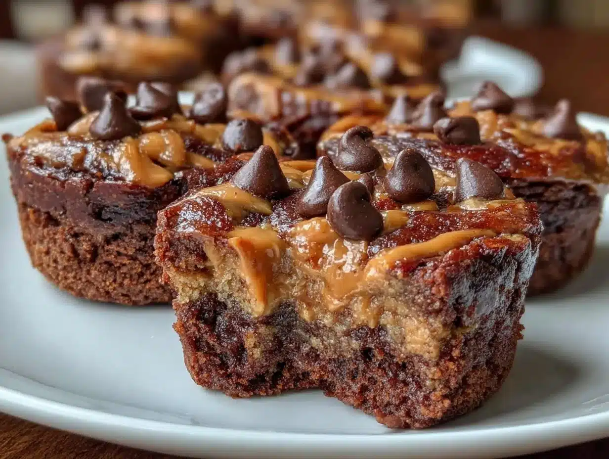 Fudgy Peanut Butter Swirl Protein Brownie Bites